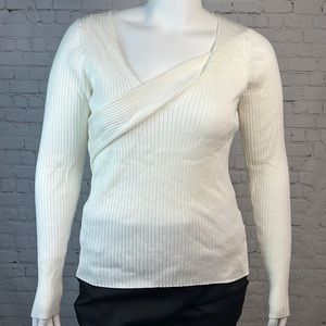 INC Off White Ribbed Crossover Sweater Plus Size XXL